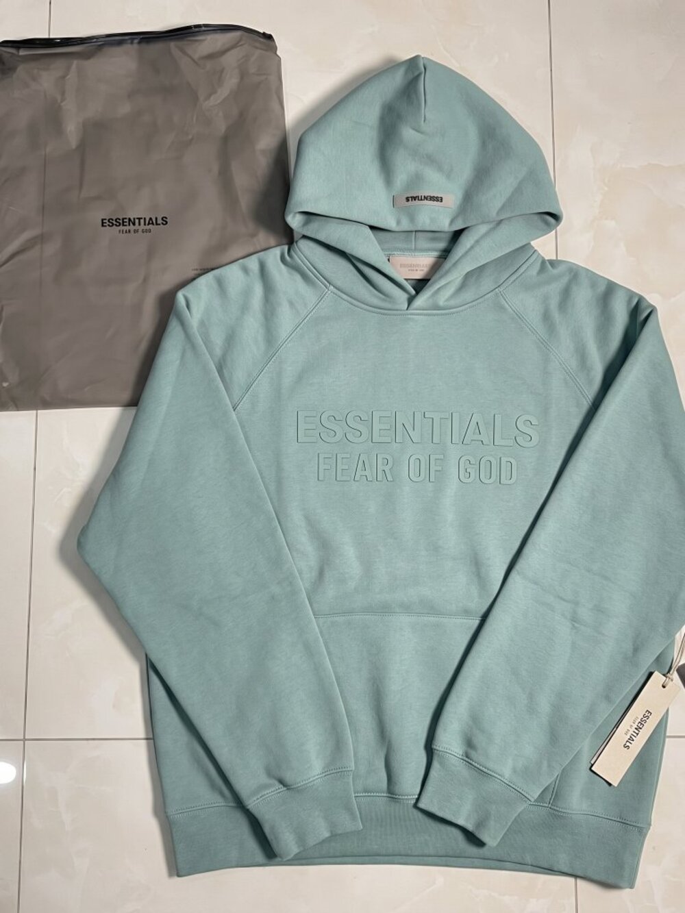 Essentials Fear of God Sycamore Hoodie with green Logo